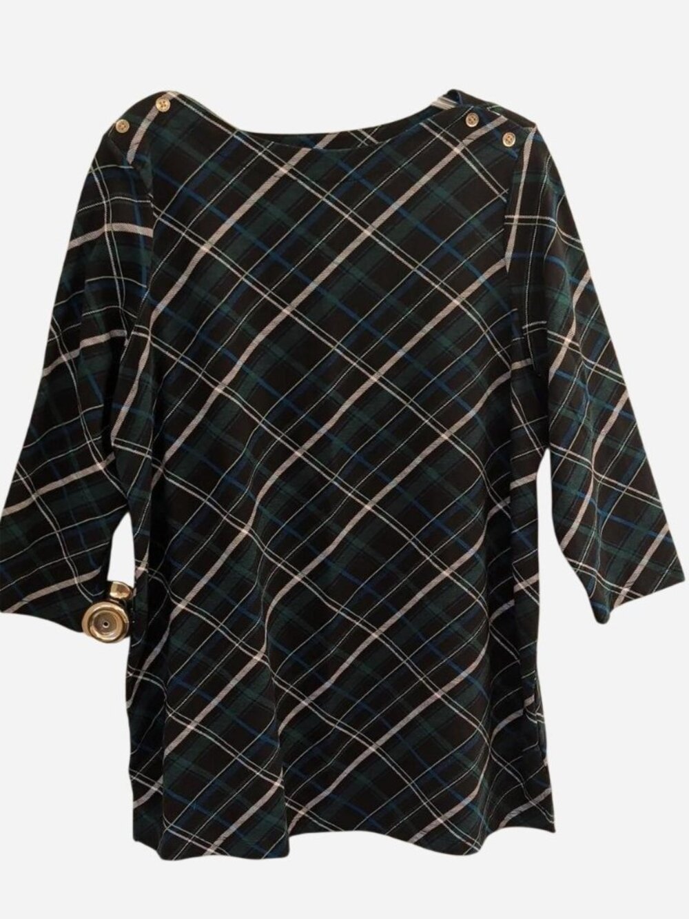 Jessica London Plaid Boatneck Tunic Top Size 14/16